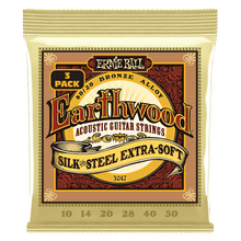 Load image into Gallery viewer, ERNIE BALL 2047 EARTHWOOD SILK & STEEL EXTRA SOFT 80/20 BRONZE ACOUSTIC GUITAR STRINGS - 10-50 GAUGE