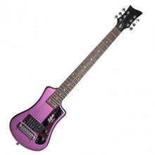 Load image into Gallery viewer, Hofner HOF-HCT-SH-PU-O Shorty Electric Travel Guitar - Metallic Purple - with Gig Bag
