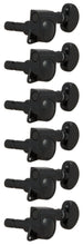 Charger l'image dans la galerie, Grover 406BC6 Mini Rotomatics verrouillables avec bouton rond - Mécaniques pour guitare, 6 en ligne, côté basse (gauche) - Noir chromé