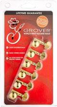 Charger l'image dans la galerie, Grover 406G6 Mini Locking Rotomatics avec bouton rond - Mécaniques pour guitare, 6 en ligne, côté basse (gauche) - Or