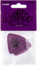 Load image into Gallery viewer, Dunlop 431P1.14 Tortex Triangle, Purple 1.14mm, 6 Player's Pack-(6915521904834)