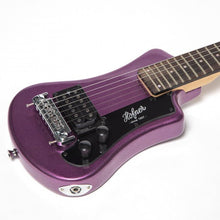 Load image into Gallery viewer, Hofner HOF-HCT-SH-PU-O Shorty Electric Travel Guitar - Metallic Purple - with Gig Bag
