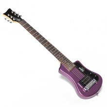 Load image into Gallery viewer, Hofner HOF-HCT-SH-PU-O Shorty Electric Travel Guitar - Metallic Purple - with Gig Bag