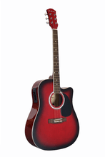 Load image into Gallery viewer, Glen Burton USA Deluxe red acoustic electric guitar with cutaway and active 4 band EQ system