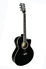 Load image into Gallery viewer, Huntington USA semi acoustic electric guitar with cutaway and black finish