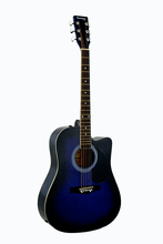Load image into Gallery viewer, Huntington USA Cutaway dreadnought acoustic guitar with gloss blue finish and chrome hardware