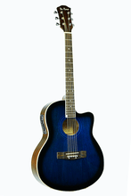 Load image into Gallery viewer, De Rosa USA cutaway thin body acoustic-electric guitar in blue with rosewood fingerboard and active 4 band EQ system