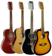 Load image into Gallery viewer, Four De Rosa 12 string cutaway dreadnought acoustic electric guitars in various finishes including red, natural wood, black, and sunburst