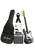Load image into Gallery viewer, Glen Burton USA 4 string electric bass guitar combo package with amplifier, gig bag, strap, picks, tuner, cable, and extra strings