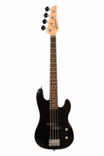 Load image into Gallery viewer, Huntington USA 4 String short scale electric bass guitar with black sycamore body and rosewood fingerboard