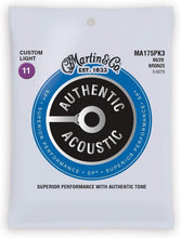 Load image into Gallery viewer, Martin MA175PK3 Custom Light acoustic guitar strings 3-pack phosphor bronze superior performance SP