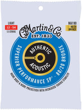 Load image into Gallery viewer, Martin Authentic Acoustic 12-string light gauge 80/20 bronze guitar strings for superior performance and tuning stability