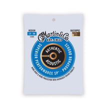 Load image into Gallery viewer, Martin Authentic Acoustic medium gauge phosphor bronze guitar strings 3-pack packaging