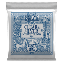 Load image into Gallery viewer, ERNIE BALL ERNESTO PALLA 2403 CLEAR & SILVER NYLON CLASSICAL GUITAR STRINGS-(6924790923458)