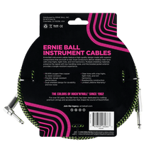 Load image into Gallery viewer, ERNIE BALL 25' BRAIDED STRAIGHT / ANGLE INSTRUMENT CABLE - BLACK / GREEN P06066-(6710062514370)
