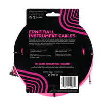 Load image into Gallery viewer, ERNIE BALL 18' BRAIDED STRAIGHT / ANGLE INSTRUMENT CABLE - NEON PINK P06083-(6704896311490)