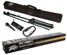 Load image into Gallery viewer, Peavey Mic Package PV MSP1 1/4" Dynamic Cardioid Microphone with cable, stand and bag 00579890