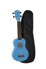Load image into Gallery viewer, Hula Beach USA colorful soprano ukulele in blue with rosewood fingerboard and nylon gig bag