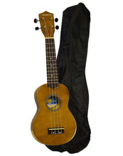 Load image into Gallery viewer, Hula Beach USA soprano ukulele with basswood body, rosewood fingerboard, geared tuners, and black gig bag