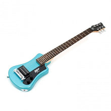 Load image into Gallery viewer, Hofner HOF-HCT-SH-EBL-O Shorty Electric Travel Guitar - Light Blue - with Gig Bag