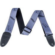 Charger l'image dans la galerie, Gretsch Gray Penguins Strap with alternating logo and penguin graphic, leather ends with embossed logo.

