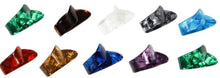 Load image into Gallery viewer, Colored plastic thumb picks for guitar playing in various shades
