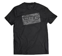 Load image into Gallery viewer, Black EMG USA T-Shirts with EMG Pickups logo print
