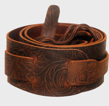 Load image into Gallery viewer, DEERING S-TOOLBRN TOOLED LEATHER CRADLE BANJO STRAP - BROWN
