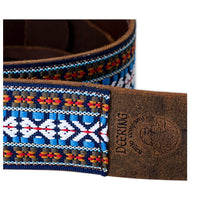 Load image into Gallery viewer, DEERING S-RETRO-EH RETRO LEATHER CRADLE BANJO STRAP - TRIBAL BLUE
