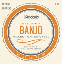 Load image into Gallery viewer, D'Addario EJ61 5-String Banjo Strings - Medium, 10-23
