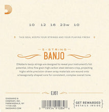 Load image into Gallery viewer, D'Addario EJ61 5-String Banjo Strings - Medium, 10-23
