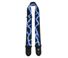 Charger l'image dans la galerie, 2” BLUE LIGHTNING BOLT DESIGN ON POLYESTER GUITAR STRAP
