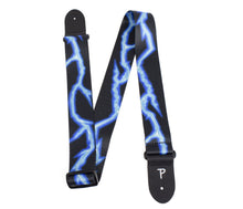 Charger l'image dans la galerie, 2” BLUE LIGHTNING BOLT DESIGN ON POLYESTER GUITAR STRAP
