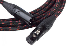 Load image into Gallery viewer, GF BLACK &amp; RED TWEED MICROPHONE XLR X XLR CABLE - Various Feet
