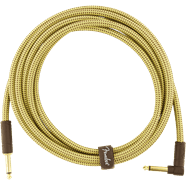 Load image into Gallery viewer, FENDER DELUXE SERIES, STRAIGHT/ANGLE, 10 FOOT YELLOW AND BROWN TWEED INSTRUMENT CABLE
