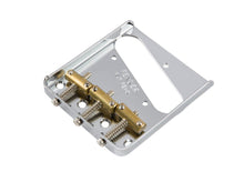 Charger l'image dans la galerie, Fender 3-saddle American Vintage Telecaster bridge assembly chrome with brass saddles and mounting hardware

