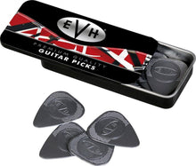 Load image into Gallery viewer, EVH guitar picks in collector's tin with Frankenstrat design and EVH logo
