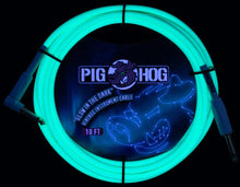 Load image into Gallery viewer, PIG HOG GLOW IN THE DARK INSTRUMENT CABLE, PCH10GLOR RIGHT ANGLE 10FT
