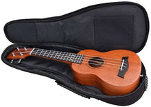 Load image into Gallery viewer, Black smooth 25mm padded gig bag with adjustable straps and metal zippers for tenor ukulele protection
