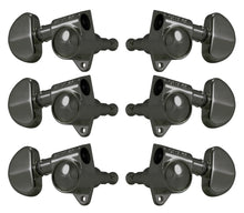 Load image into Gallery viewer, Grover 102BN Original Rotomatics with Round Button - Guitar Machine Heads, 3 + 3 - Black Nickel
