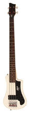 Load image into Gallery viewer, Hofner HOF-HCT-SHB-WH-O Shorty Electric Travel Bass Guitar - White - with Gig Bag
