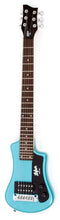 Load image into Gallery viewer, Hofner HOF-HCT-SH-EBL-O Shorty Electric Travel Guitar - Light Blue - with Gig Bag
