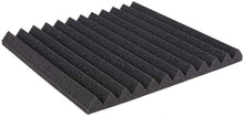 Load image into Gallery viewer, Black acoustic studio panel foam wedge for sound absorption and noise reduction
