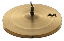 Charger l'image dans la galerie, SABIAN 14" AA Rock Hi Hat Cymbals in natural finish with stand mount and logo visible

