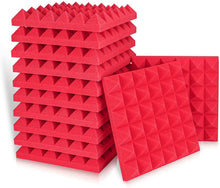 Load image into Gallery viewer, 6 Pack of Acoustic Studio Panel Foam Pyramid Wedges 2" X 12" X 12" Sound-Proofing, Sound Absorption
