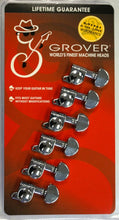 Load image into Gallery viewer, Grover 406C6 Mini Locking Rotomatics with Round Button - Guitar Machine Heads, 6-in-Line, Bass Side (Left) - Chrome
