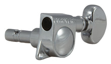Load image into Gallery viewer, Grover 406C6 Mini Locking Rotomatics with Round Button - Guitar Machine Heads, 6-in-Line, Bass Side (Left) - Chrome
