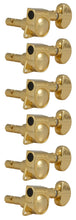 Load image into Gallery viewer, Grover 406GL6 Mini Locking Rotomatics with Round Button - Guitar Machine Heads, 6-in-Line, Bass Side (Left) - Gold
