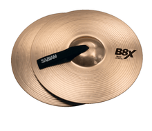 Load image into Gallery viewer, SABIAN 41222X 12-inch B8X Band cymbals made in Canada, lightweight hammered bronze pair with bright sound for youth ensembles and schools.
