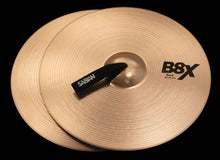 Load image into Gallery viewer, SABIAN 41622X 16 inch B8X marching band cymbal pair with strap on black background
